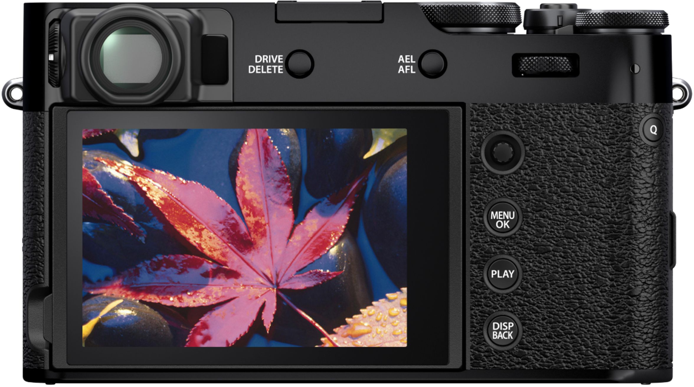 Back View: Fujifilm - X Series X100V 26.1-Megapixel Digital Camera - Black