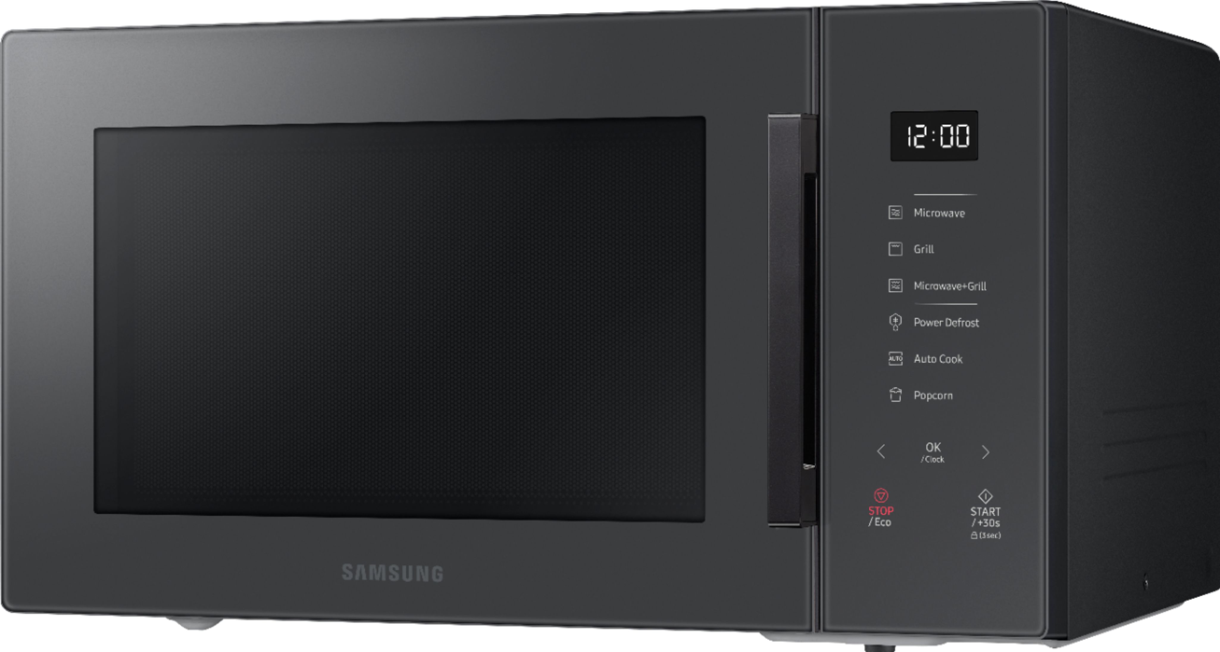 Left View: Samsung - 1.1 cu. ft. Countertop Microwave with Grilling Element - Charcoal