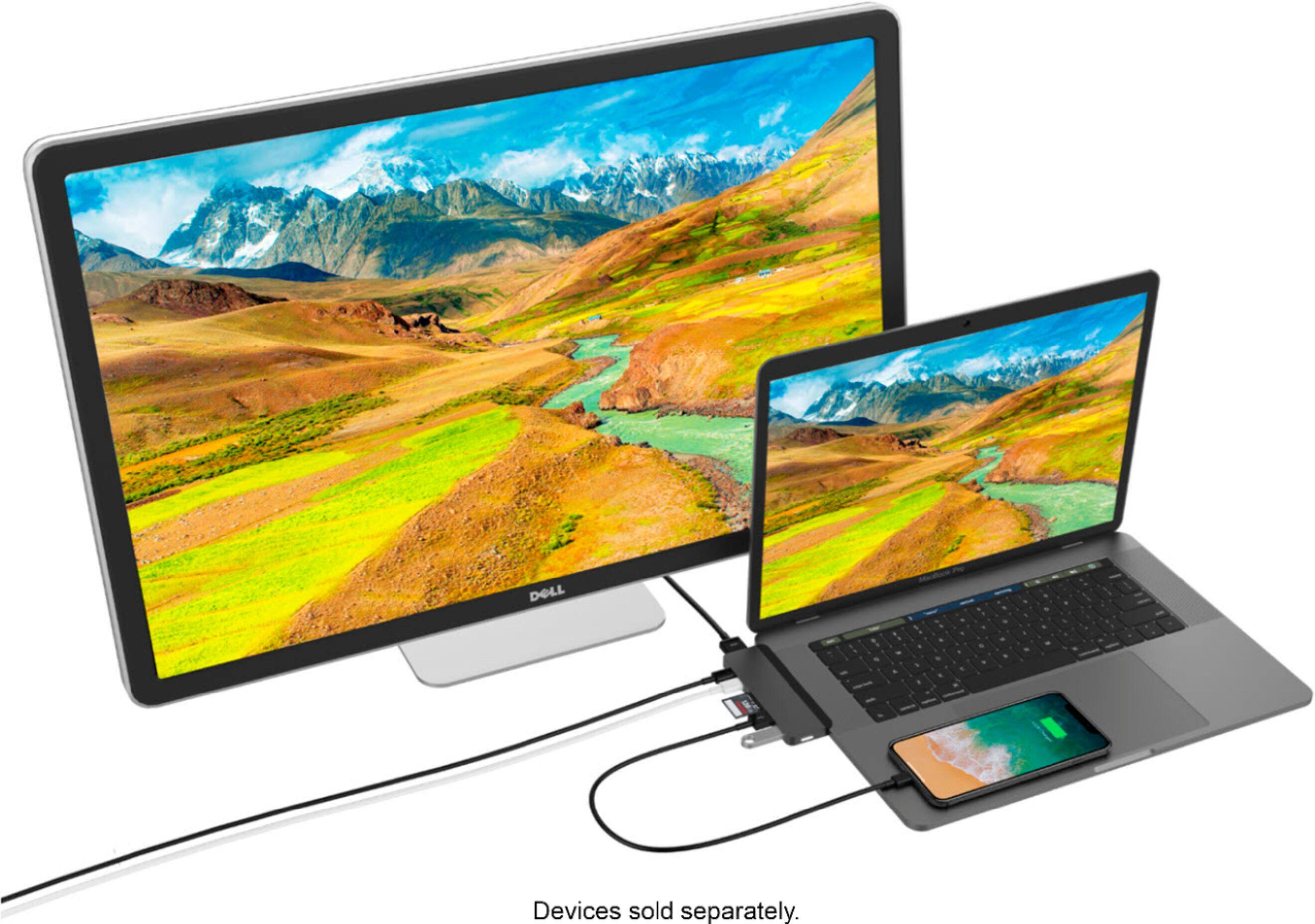 Alt View 12. Hyper - DUO 7-Port USB-C Hub - USB-C Docking Station for Apple MacBook Pro and Air - Gray.