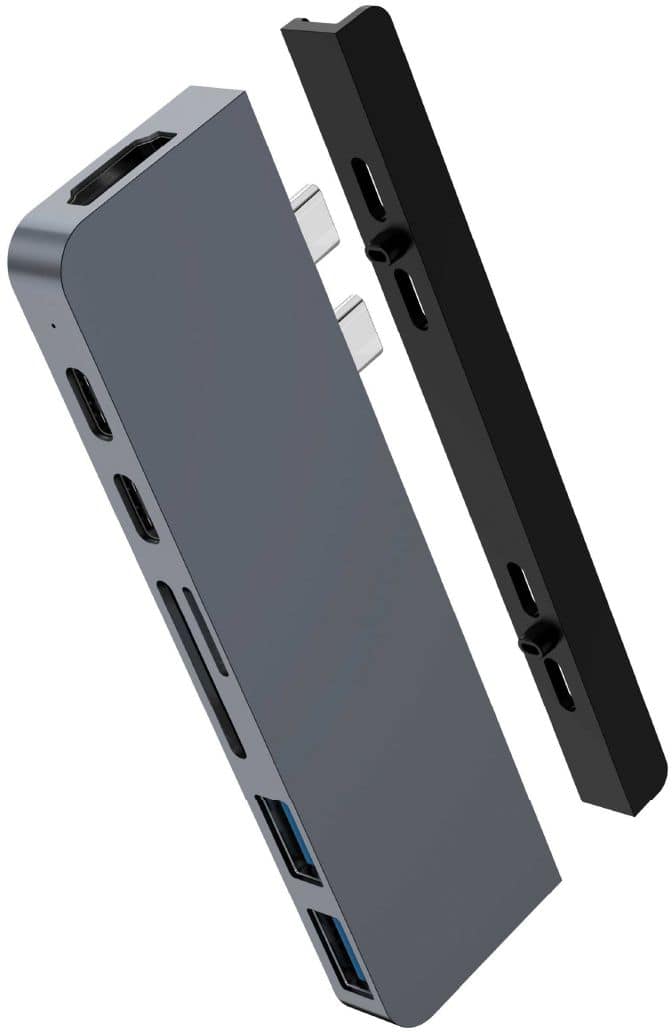 Alt View 29. Hyper - DUO 7-Port USB-C Hub - USB-C Docking Station for Apple MacBook Pro and Air - Gray.