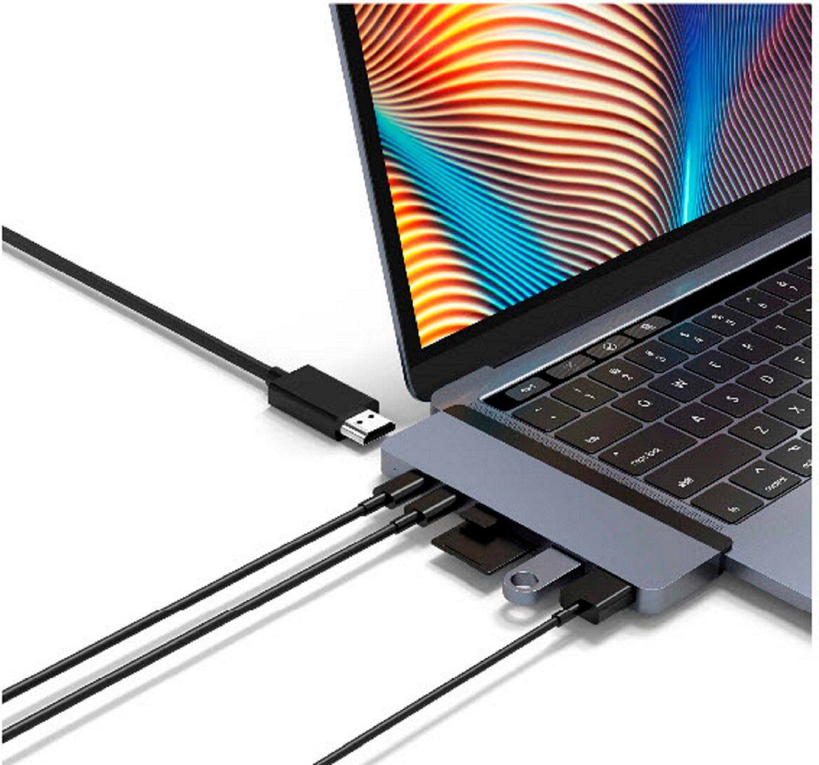 Alt View 32. Hyper - DUO 7-Port USB-C Hub - USB-C Docking Station for Apple MacBook Pro and Air - Gray.
