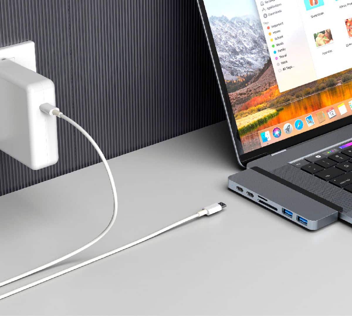 Alt View 35. Hyper - DUO 7-Port USB-C Hub - USB-C Docking Station for Apple MacBook Pro and Air - Gray.
