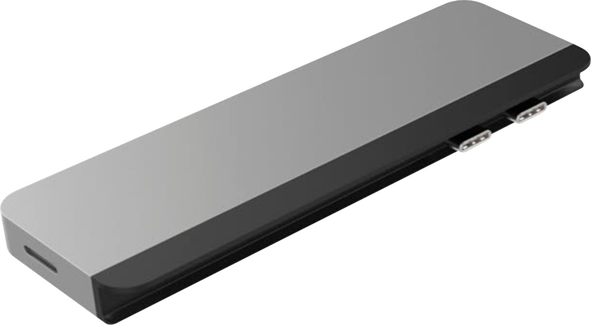 Angle View: Hyper - DUO 7-Port USB-C Hub - USB-C Docking Station for Apple MacBook Pro and Air - Silver
