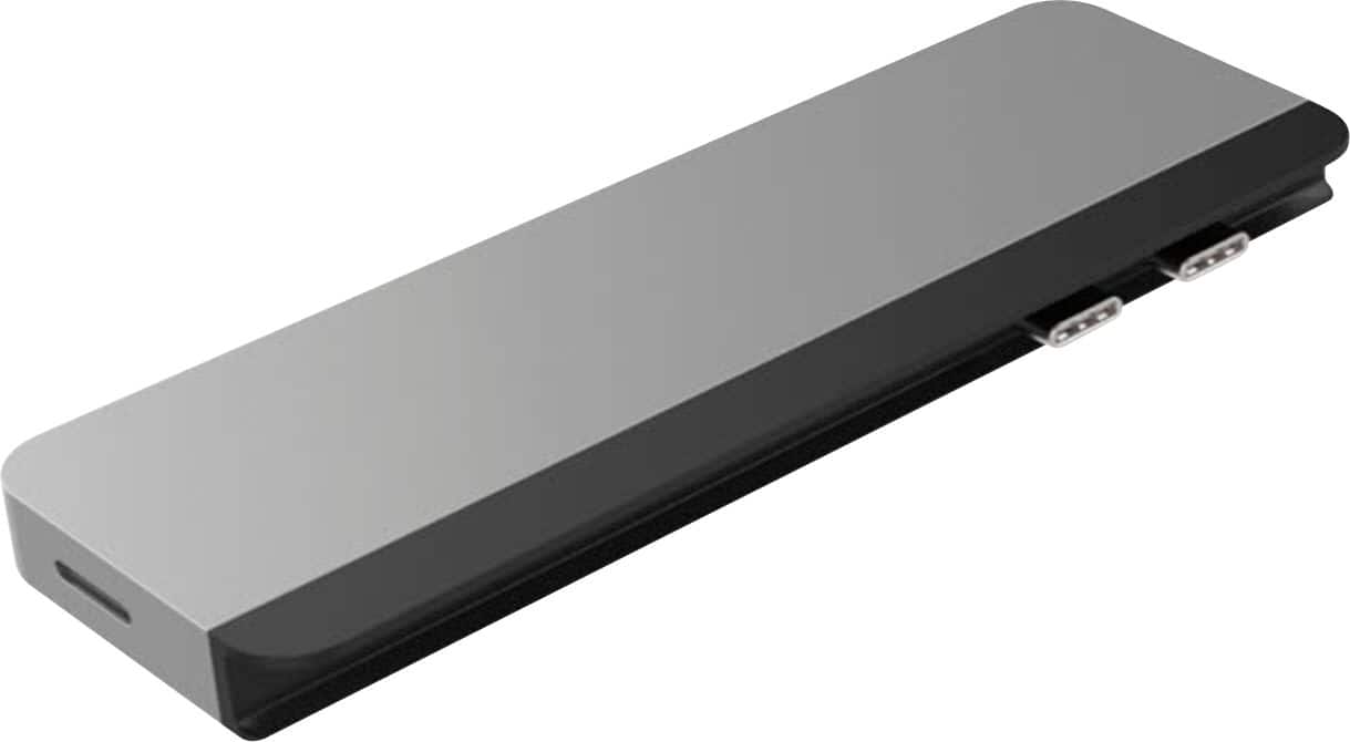 Angle. Hyper - DUO 7-Port USB-C Hub - USB-C Docking Station for Apple MacBook Pro and Air - Silver.