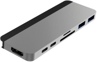 Hyper - DUO 7-Port USB-C Hub - USB-C Docking Station for Apple MacBook Pro and Air - Silver - Front_Zoom