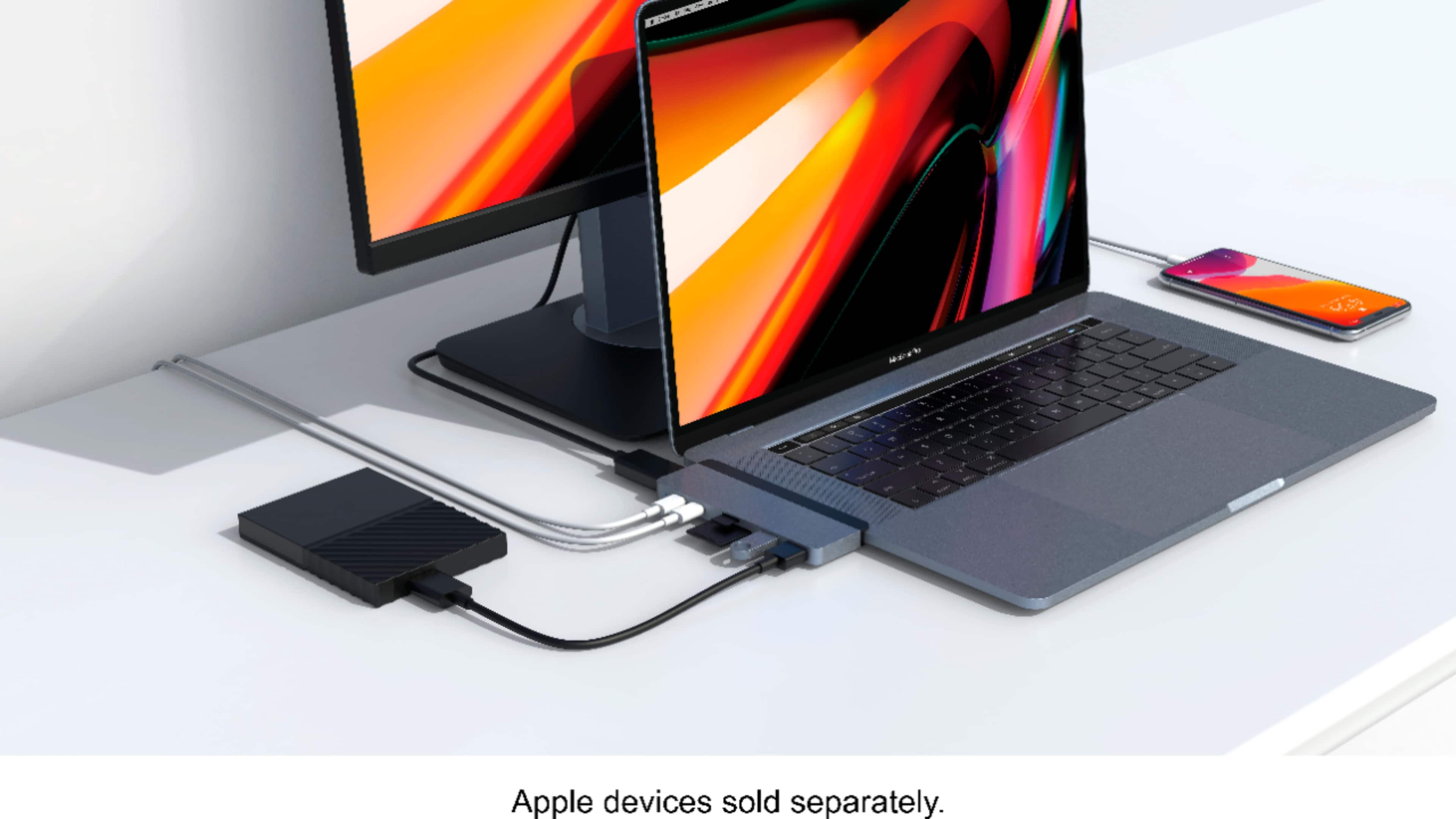 Alt View 11. Hyper - DUO 7-Port USB-C Hub - USB-C Docking Station for Apple MacBook Pro and Air - Silver.