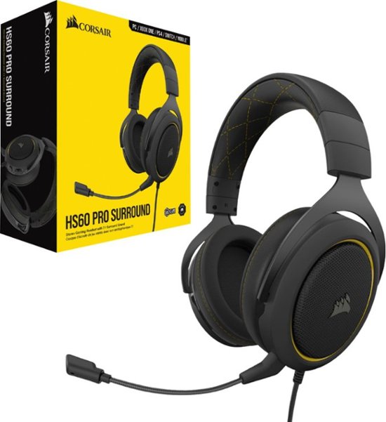 Alt View Zoom 11. CORSAIR - HS60 PRO SURROUND Wired Stereo Gaming Headset - Black/Yellow.
