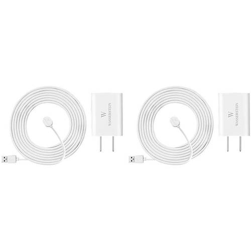 Wasserstein - 25' Power Adapter for Arlo Ultra, Arlo Ultra 2, Arlo Pro 3 and Arlo Pro 4 Security Cameras (2-Pack) - White