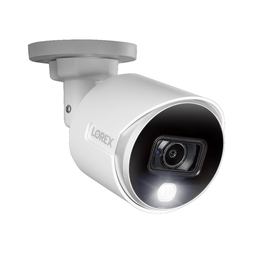 Left View: Lorex - 4K Ultra HD Active Deterrence Security Add-On Indoor/Outdoor Wired Surveillance Camera - White