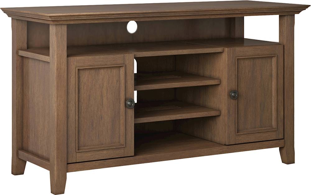 Angle View: Simpli Home - Amherst Wide Transitional TV Media Stand for Most TVs up to 60" - Rustic Natural Aged Brown