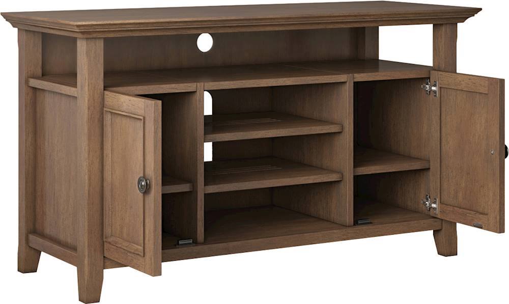 Alt View 11. Simpli Home - Amherst Wide Transitional TV Media Stand for Most TVs up to 60" - Rustic Natural Aged Brown.