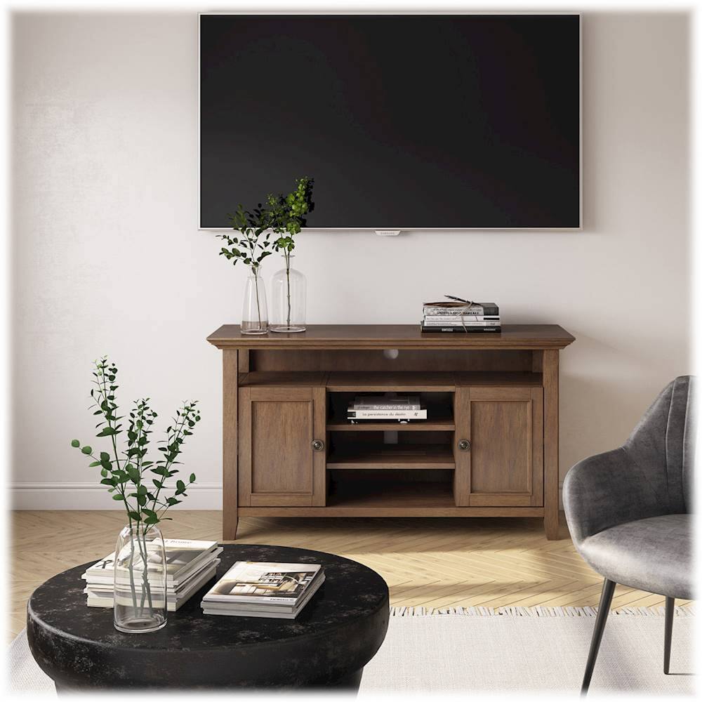 Alt View 12. Simpli Home - Amherst Wide Transitional TV Media Stand for Most TVs up to 60" - Rustic Natural Aged Brown.