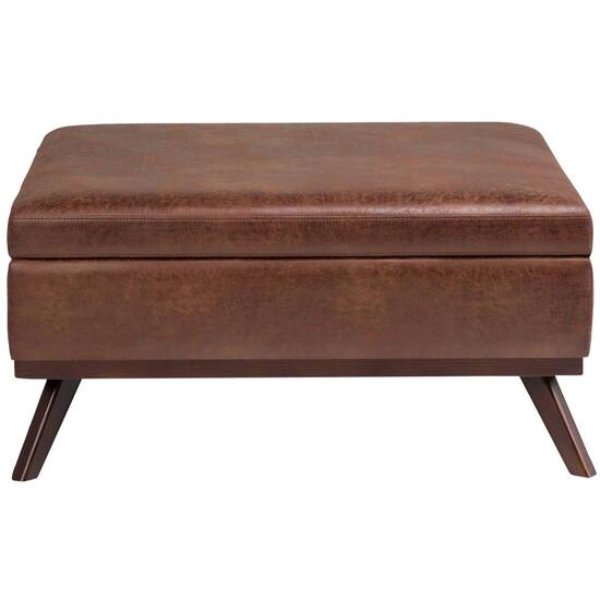 Simpli Home Owen Square Mid Century Modern Faux Air Leather