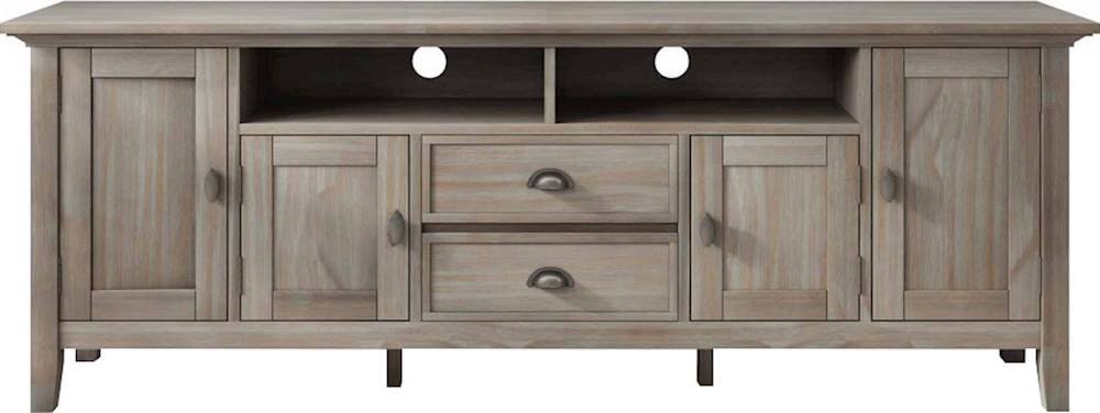 Simpli Home - Redmond SOLID WOOD 72 inch Wide Transitional TV Media Stand in Distressed Grey For TVs up to 80 inches - Distressed Gray