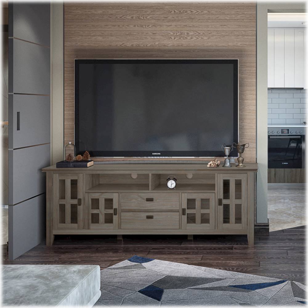 Alt View 16. Simpli Home - Artisan SOLID WOOD 72 inch Wide Transitional TV Media Stand in Distressed Grey For TVs up to 80 inches - Distressed Gray.
