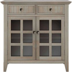 Simpli Home - Acadian SOLID WOOD 36 inch Wide Transitional Entryway Hallway Storage Cabinet in Distressed Grey - Distressed Gray - Front_Zoom