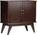 Angle. Simpli Home - Draper Mid Century Modern Rubberwood Low Storage Cabinet - Medium Auburn Brown.