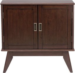Simpli Home - Draper Mid Century Modern Rubberwood Low Storage Cabinet - Medium Auburn Brown - Front_Zoom