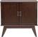 Front. Simpli Home - Draper Mid Century Modern Rubberwood Low Storage Cabinet - Medium Auburn Brown.
