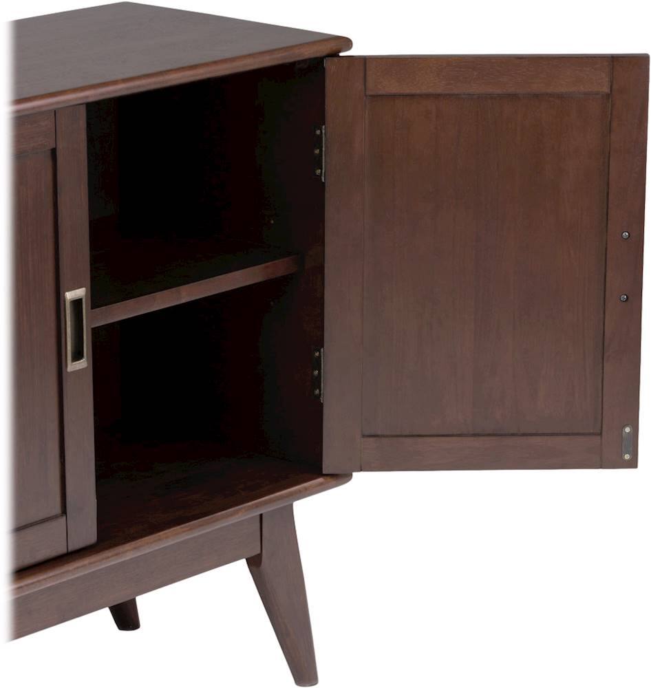 Alt View 16. Simpli Home - Draper Mid Century Modern Rubberwood Low Storage Cabinet - Medium Auburn Brown.