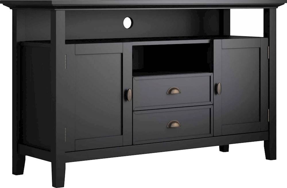 Angle View: Simpli Home - Redmond SOLID WOOD 54 inch Wide Transitional TV Media Stand in Black For TVs up to 60 inches - Black