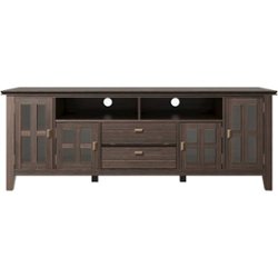 Simpli Home - Artisan SOLID WOOD 72 inch Wide Transitional TV Media Stand in Farmhouse Brown For TVs up to 80 inches - Farmhouse Brown - Front_Zoom