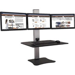 Victor - High Rise Electric Triple Monitor Standing Desk - Black, Aluminum - Front_Zoom