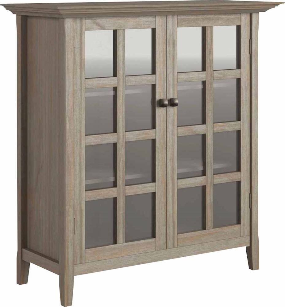 Angle. Simpli Home - Acadian SOLID WOOD 39 inch Wide Transitional Medium Storage Cabinet in Distressed Grey - Distressed Gray.