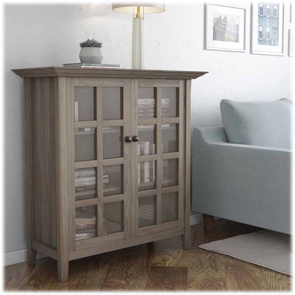 Alt View 14. Simpli Home - Acadian SOLID WOOD 39 inch Wide Transitional Medium Storage Cabinet in Distressed Grey - Distressed Gray.