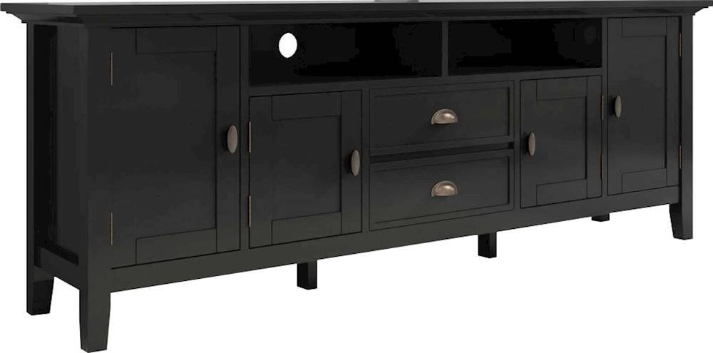Angle. Simpli Home - Redmond Solid Wood 72 inch Wide Transitional TV Media Stand For TVs up to 80 inches - Black.