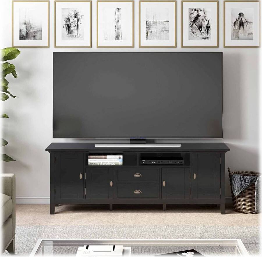 72 Inch Tv Box Simpli Home Redmond Solid Wood 72 inch Wide Transitional TV Media Stand ...