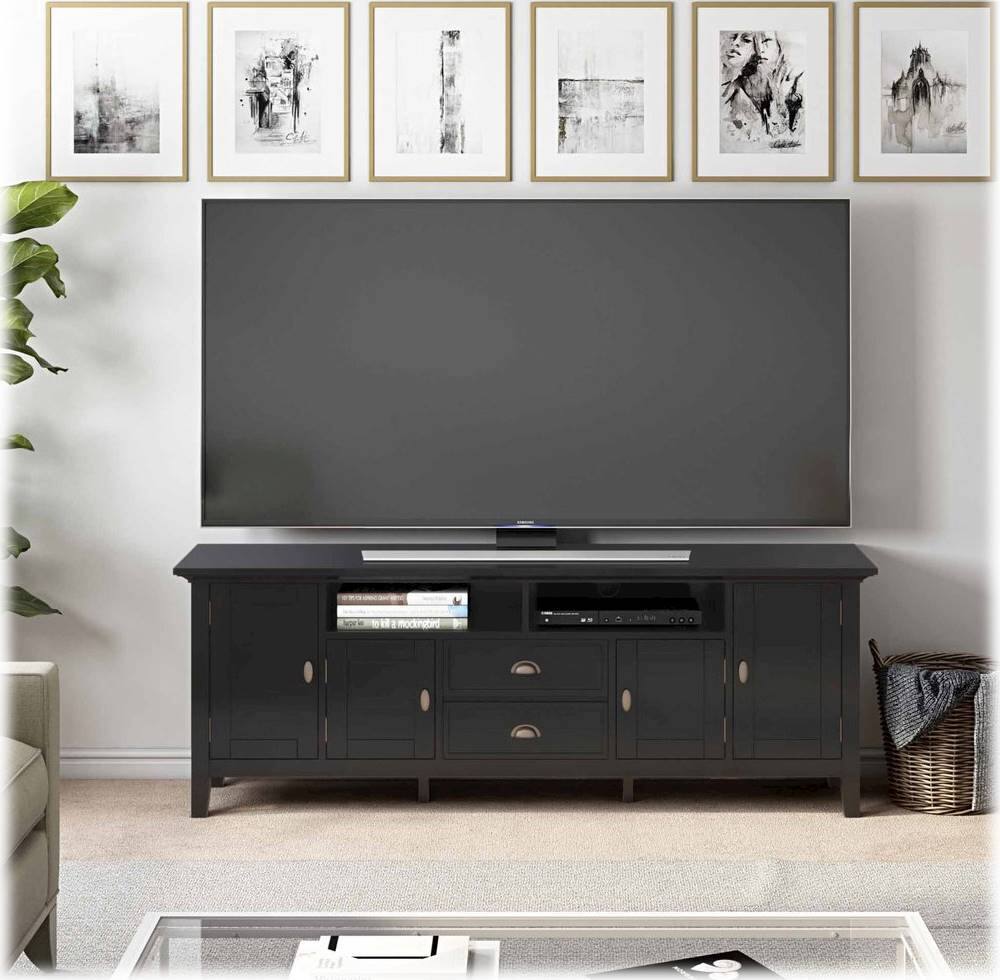Alt View 15. Simpli Home - Redmond Solid Wood 72 inch Wide Transitional TV Media Stand For TVs up to 80 inches - Black.