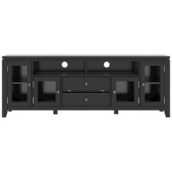 Simpli Home - Cosmopolitan Contemporary TV Media Stand for Most TVs Up to 80" - Black - Front_Zoom