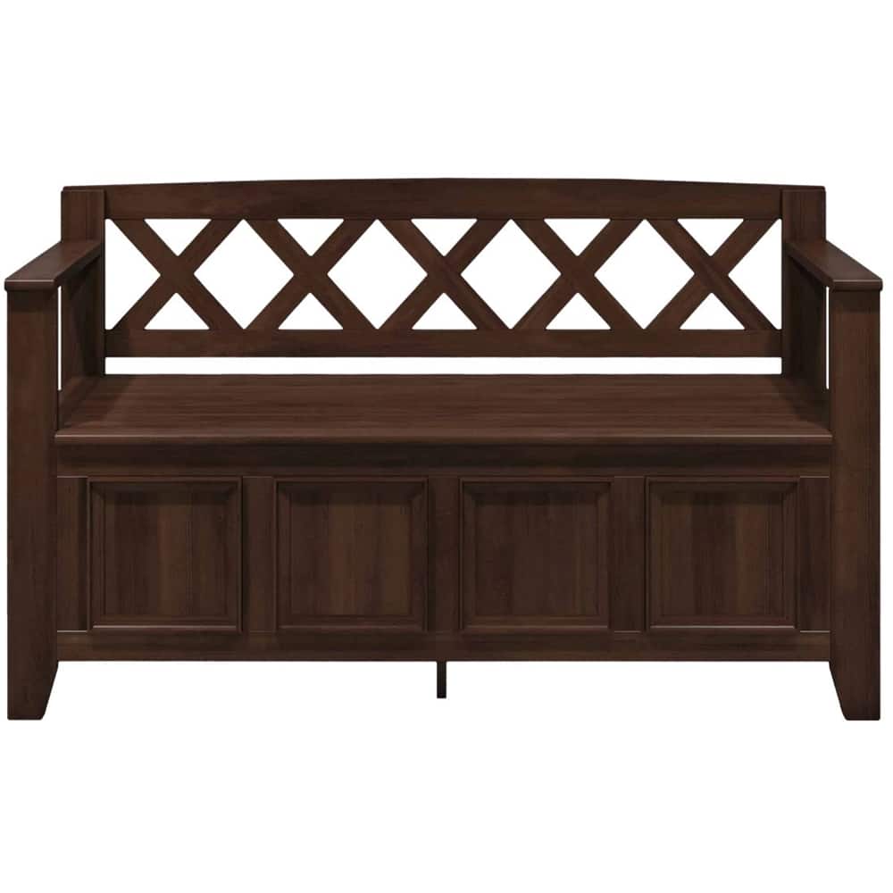 Simpli Home - Amherst SOLID WOOD 48 inch Wide Transitional Entryway Storage Bench - Natural Aged Brown - Front_Zoom