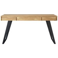Simpli Home - Lowry Rectangular Modern Industrial Acacia 2-Drawer Table - Distressed Golden Wheat - Front_Zoom