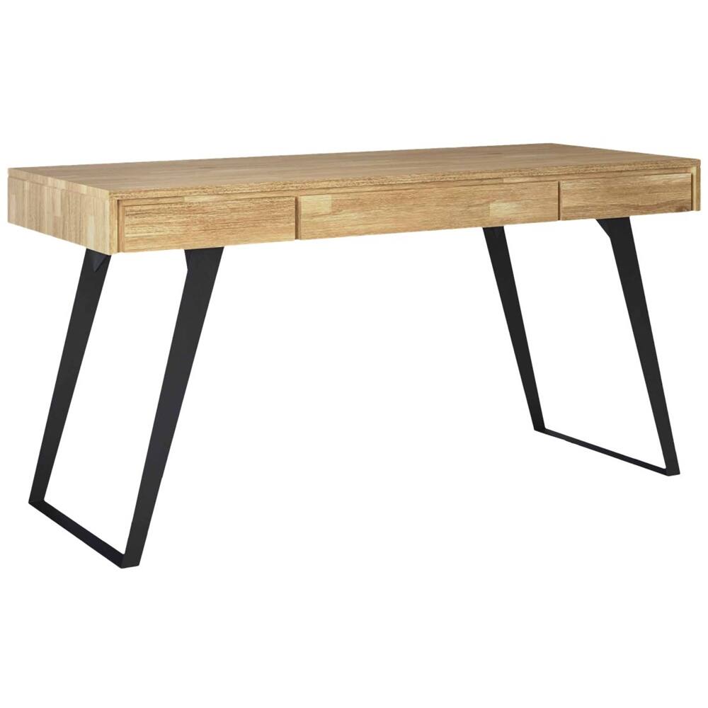Left. Simpli Home - Lowry Rectangular Modern Industrial Acacia 2-Drawer Table - Distressed Golden Wheat.