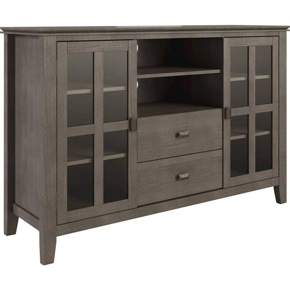 Angle View: Simpli Home - Artisan SOLID WOOD 53 inch Wide Transitional TV Media Stand in Farmhouse Grey For TVs up to 60 inches - Farmhouse Gray