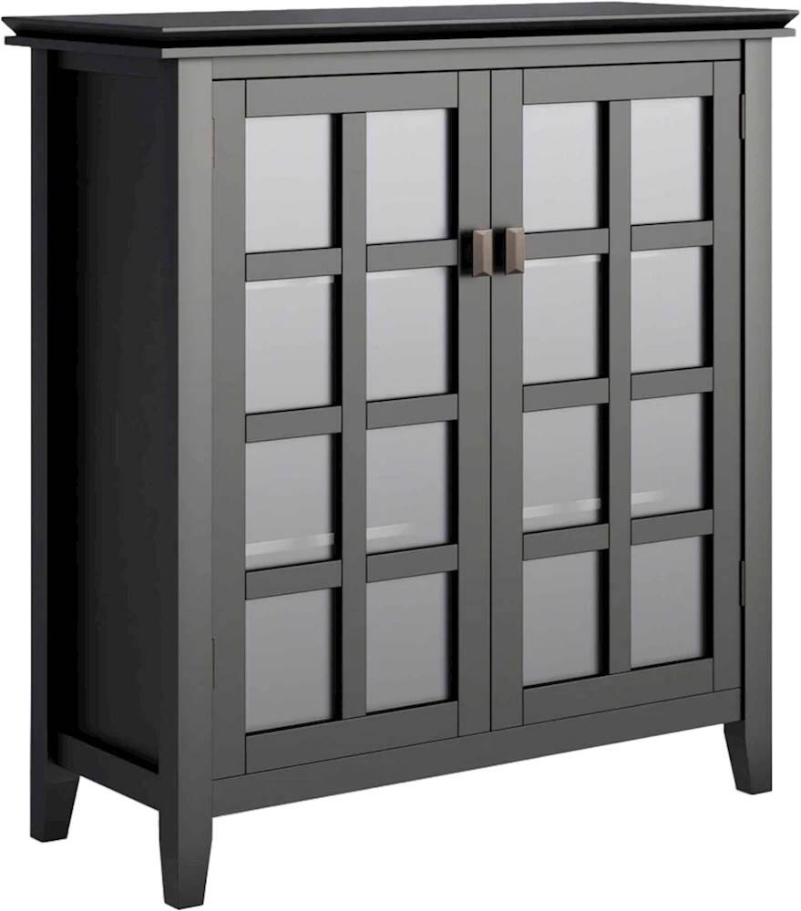 Angle. Simpli Home - Artisan SOLID WOOD 38 inch Wide Transitional Medium Storage Cabinet in Black - Black.