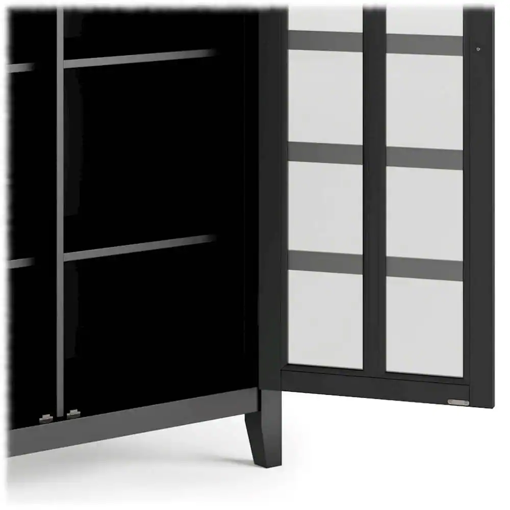 Alt View 13. Simpli Home - Artisan SOLID WOOD 38 inch Wide Transitional Medium Storage Cabinet in Black - Black.