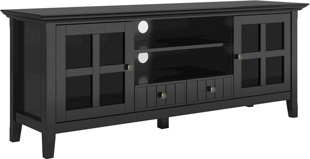 Angle View: Simpli Home - Acadian SOLID WOOD 60 inch Wide Transitional TV Media Stand in Black For TVs up to 65 inches - Black