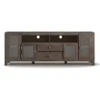 Front. Simpli Home - Cosmopolitan Contemporary TV Media Stand for Most TVs Up to 80" - Farmhouse Brown.