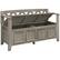 Left. Simpli Home - Amherst Solid Pine Wood Storage Bench with Backrest - Gray.