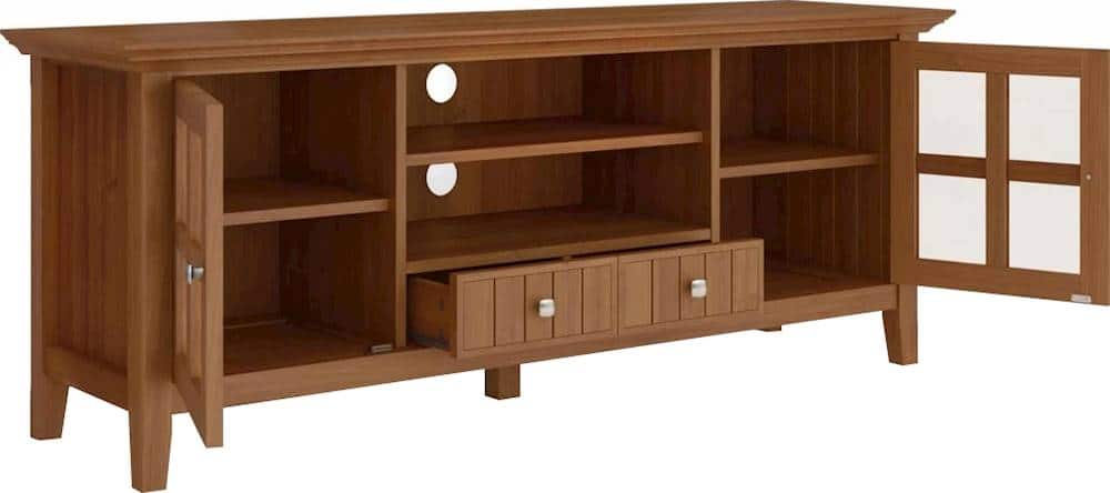 Alt View 11. Simpli Home - Acadian Solid Wood 60 inch Wide Transitional TV Media Stand For TVs up to 65 inches - Light Golden Brown.