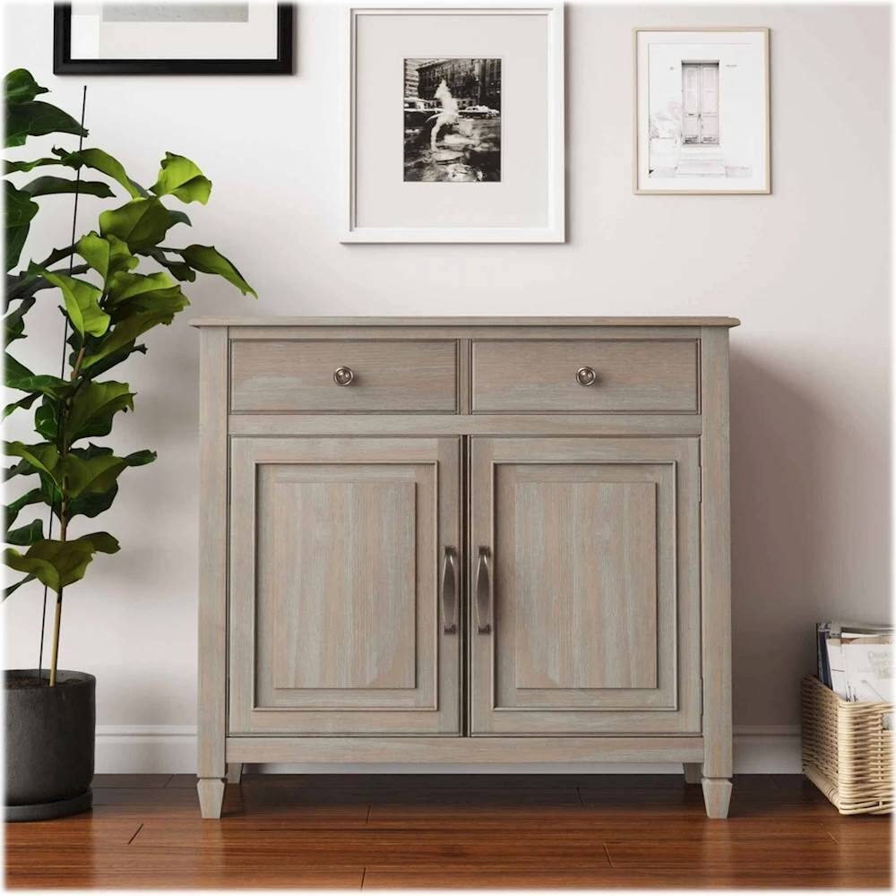 Alt View 14. Simpli Home - Connaught Transitional Solid Wood Entryway Storage Cabinet - Distressed Gray.