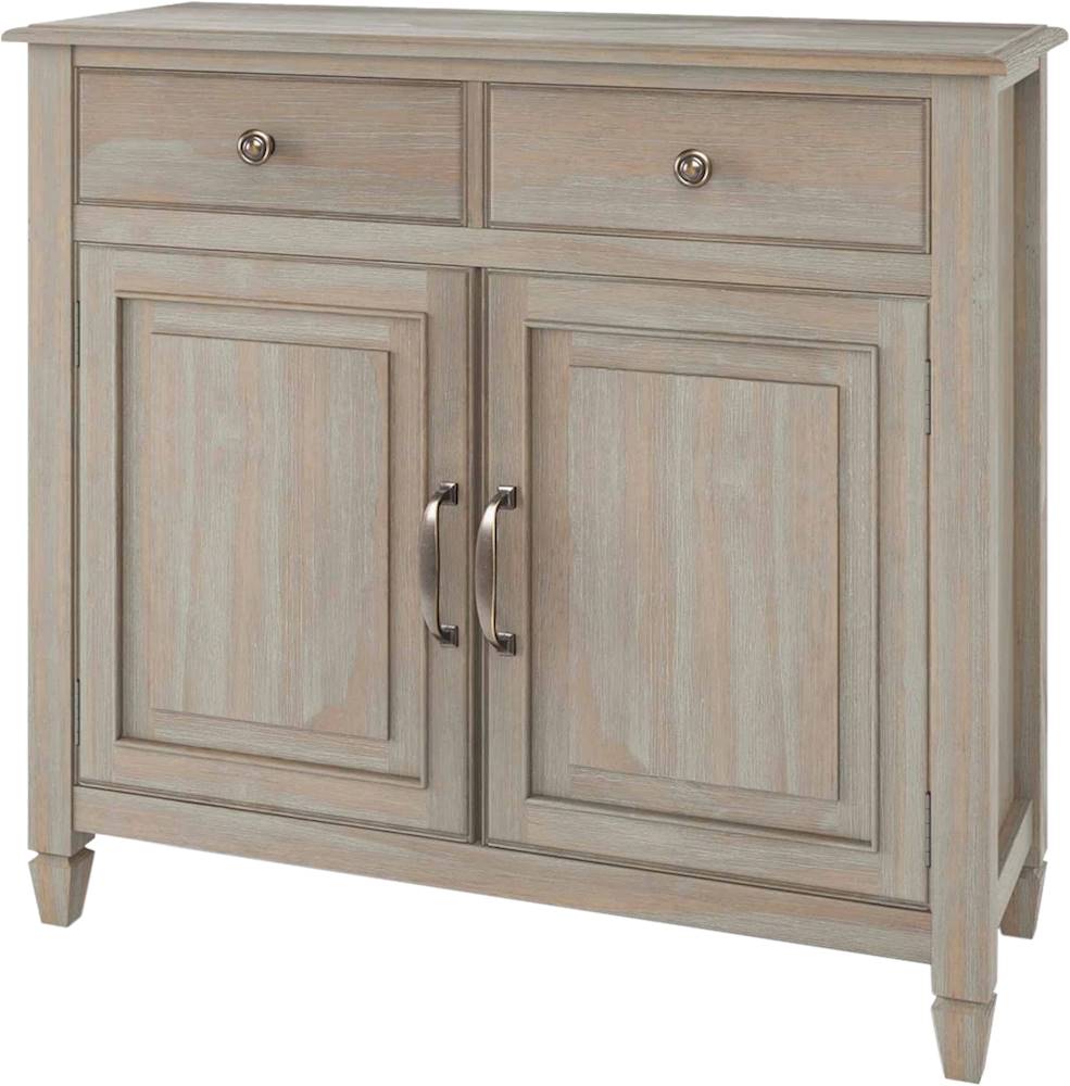 Left View: Simpli Home - Connaught Transitional Solid Wood Entryway Storage Cabinet - Distressed Gray