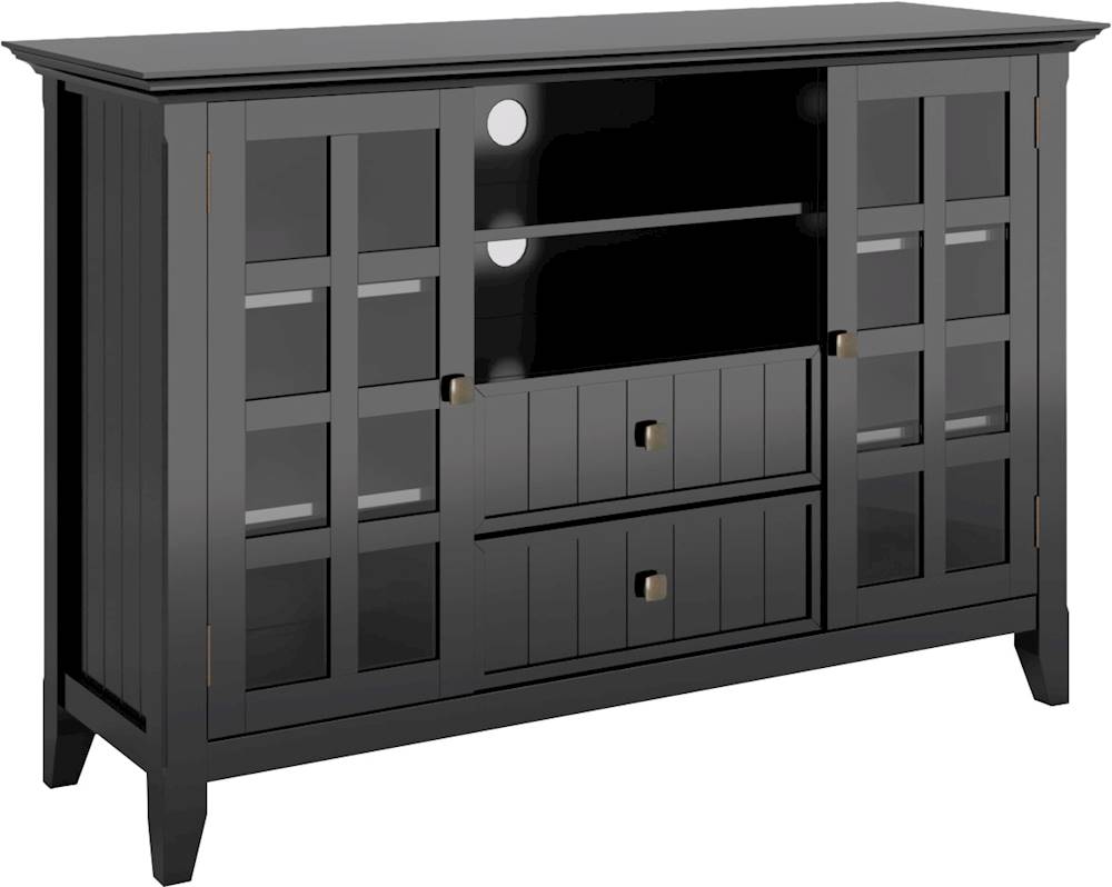 Angle View: Simpli Home - Acadian SOLID WOOD 53 inch Wide Transitional TV Media Stand in Black For TVs up to 60 inches - Black