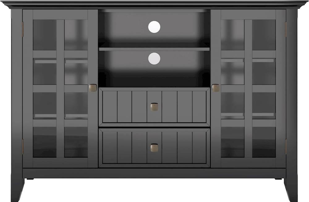 Front. Simpli Home - Acadian Solid Wood 53 inch Wide Transitional TV Media Stand For TVs up to 60 inches - Black.