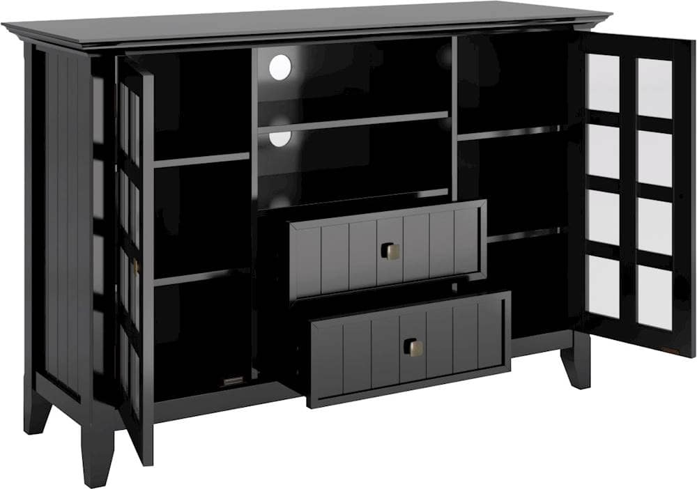 Alt View 11. Simpli Home - Acadian Solid Wood 53 inch Wide Transitional TV Media Stand For TVs up to 60 inches - Black.
