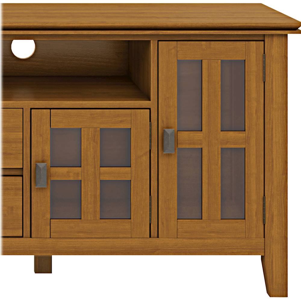 Alt View 13. Simpli Home - Artisan 72W Low TV Stand with Drawers, Glass Doors and Cubbies - Honey Brown.