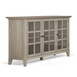 Simpli Home - Acadian SOLID WOOD 62 inch Wide Transitional Wide Storage Cabinet in Distressed Grey - Distressed Gray - Front_Zoom